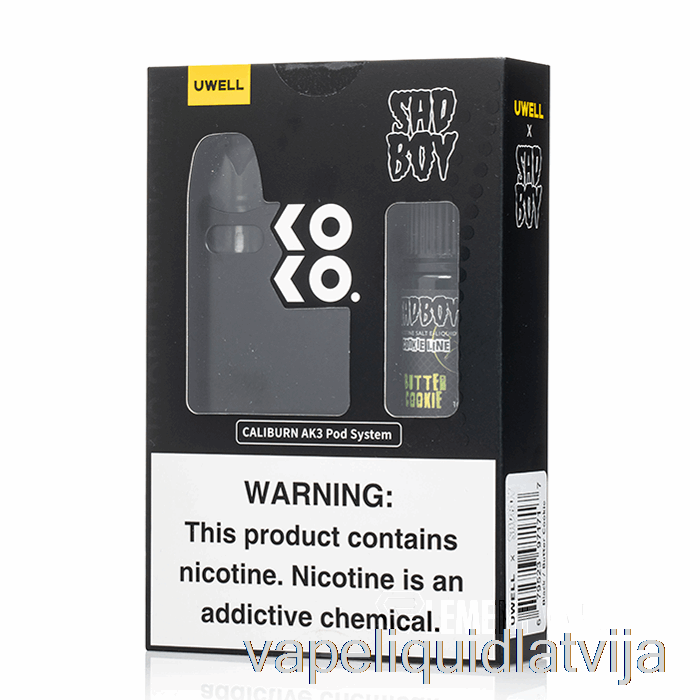 Uwell X Dv Caliburn Ak3 Komplekts + 50mg Nic Salt [melns] Sadboy - Sviesta Cepumu Vape šķidrums